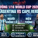 Ảnh bìa nhận định trận đấu giữa Argentina vs Cape Verde vòng 1/16 World Cup 2026 với sự góp mặt của Lionel Messi và thủ môn Vozinha.